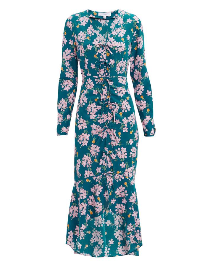 Exclusive For Intermix Intermix Adrina Printed Dress Teal/floral Zero