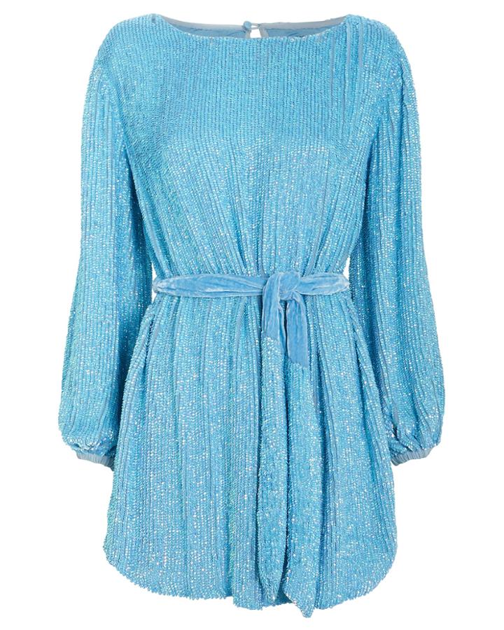 Retrofte Grace Sequin Mini Dress Blue M