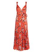 Self-portrait Botanical Pleated Dress Orange/floral 4