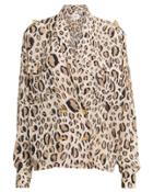 Aje Evelyn Leopard Crepe Blouse Tan/leopard 6
