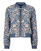 Needle & Thread Needle &amp; Thread Sundaze Embroidered Denim Bomber Jacket