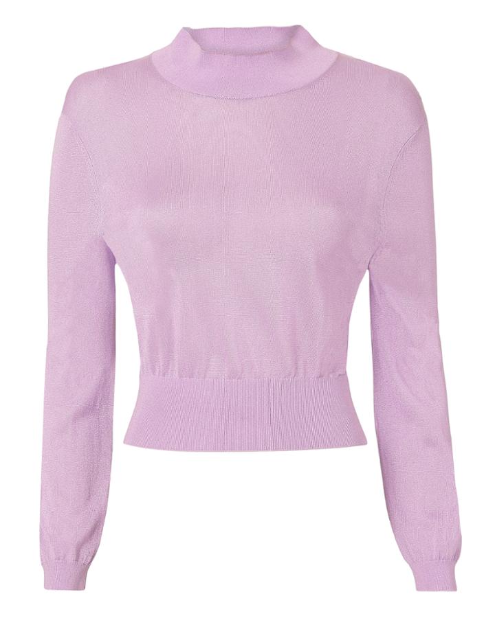 Tibi Crispy Viscose Cropped Pullover Purple-lt L