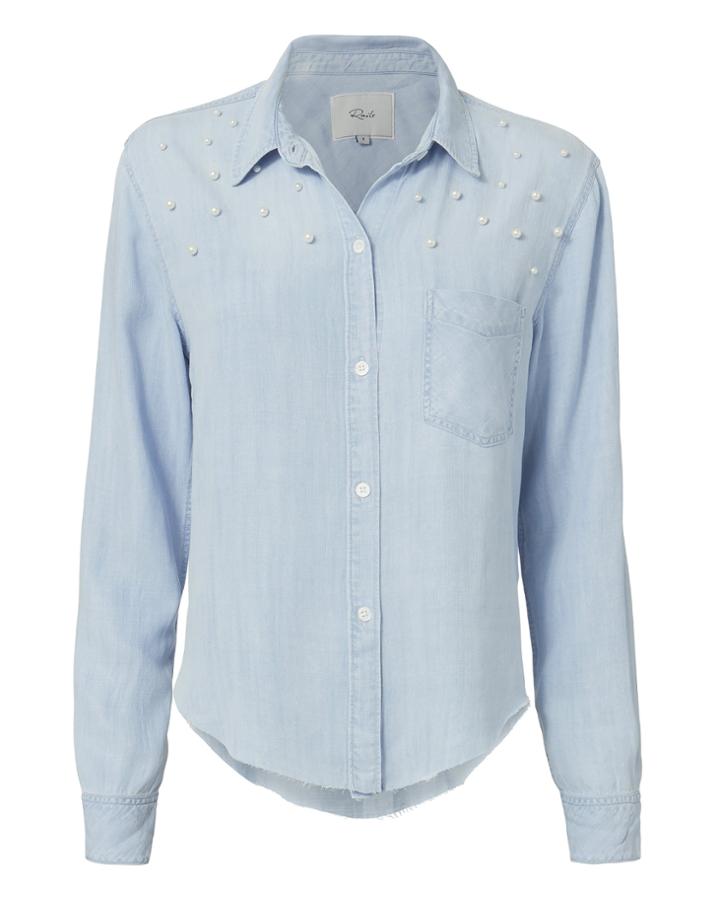 Rails Adrian Pearl-embellished Shirt Denim S