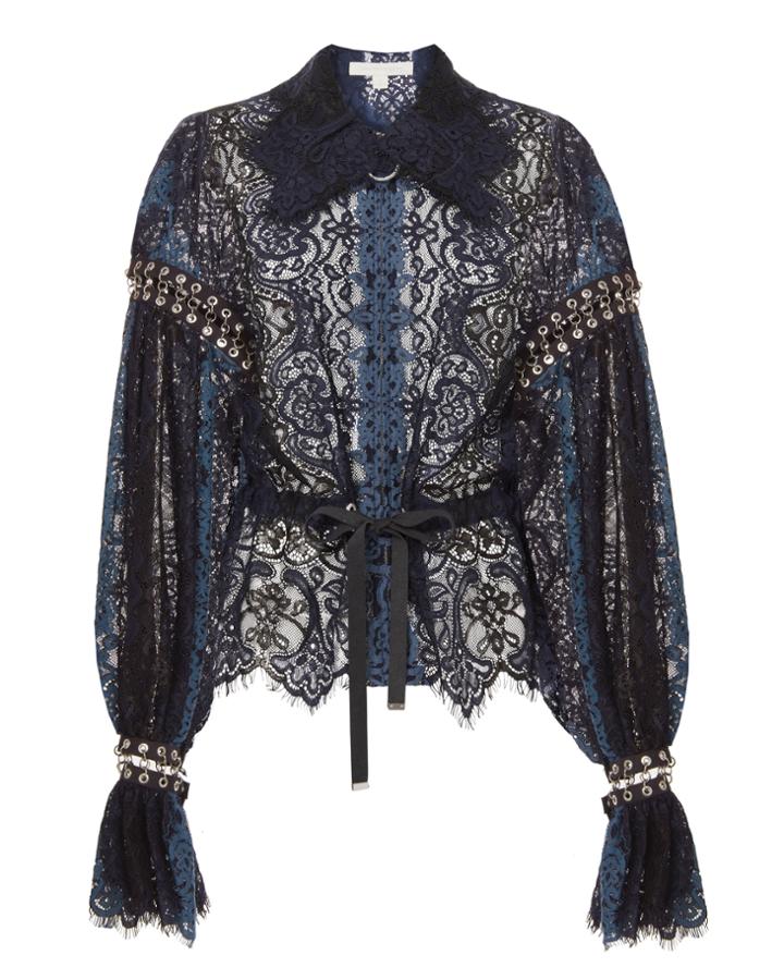 Jonathan Simkhai Grommet Lace Jacket Blue-drk Zero