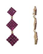 Alessandra Rich Long Crystal Diamond Purple Earrings Purple 1size