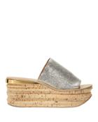 Chloe Chlo Camille Metallic Wedge Mules Grey-lt 40