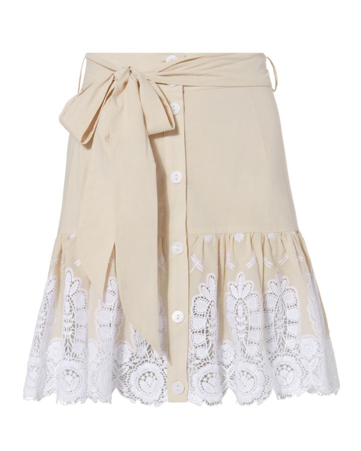 Miguelina Emy Embroidered Skirt Beige S