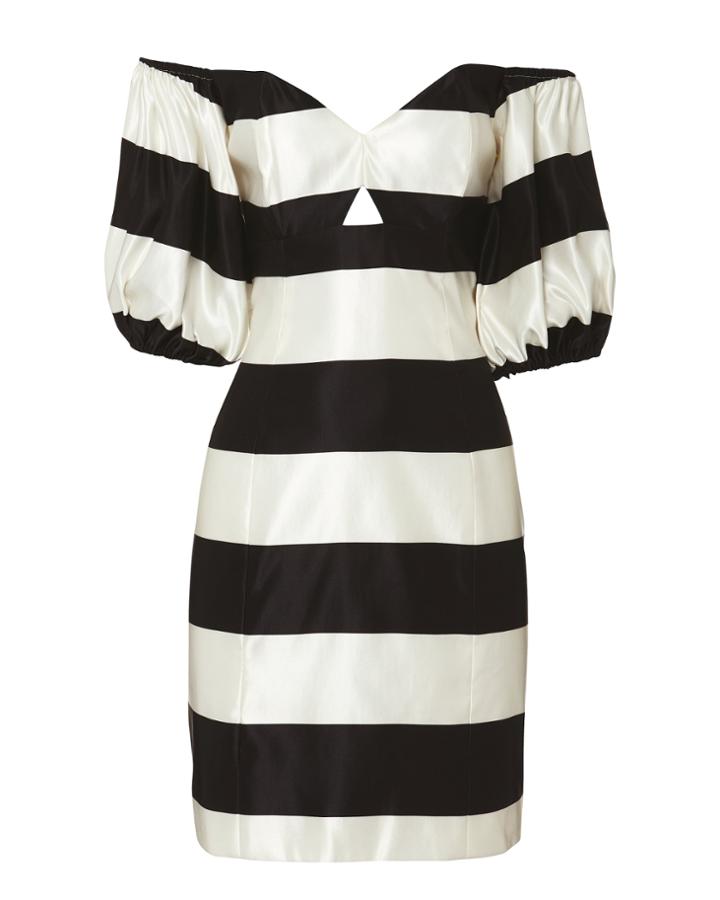 Caroline Constas Titos Off Shoulder Mini Dress Blk/wht Zero