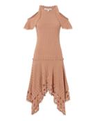 Jonathan Simkhai Crochet Handkerchief Hem Dress Blush S