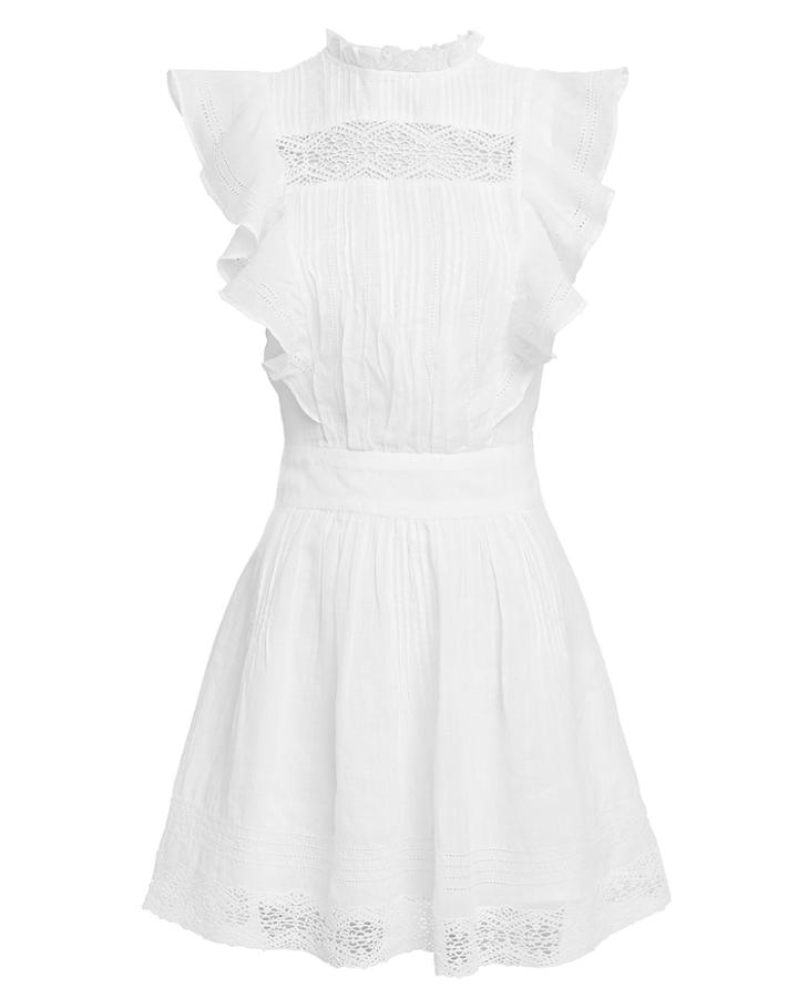 Frame Lace Pintuck Dress Ivory P