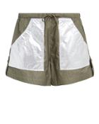 Ganni Mica Colorblocked Tech Shorts Olive/silver 40