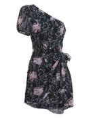 Love Shack Fancy Loveshackfancy Peyton One Shoulder Mini Dress Navy/floral S