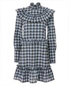 Ganni Charron Plaid Mini Dress Blue-med 36
