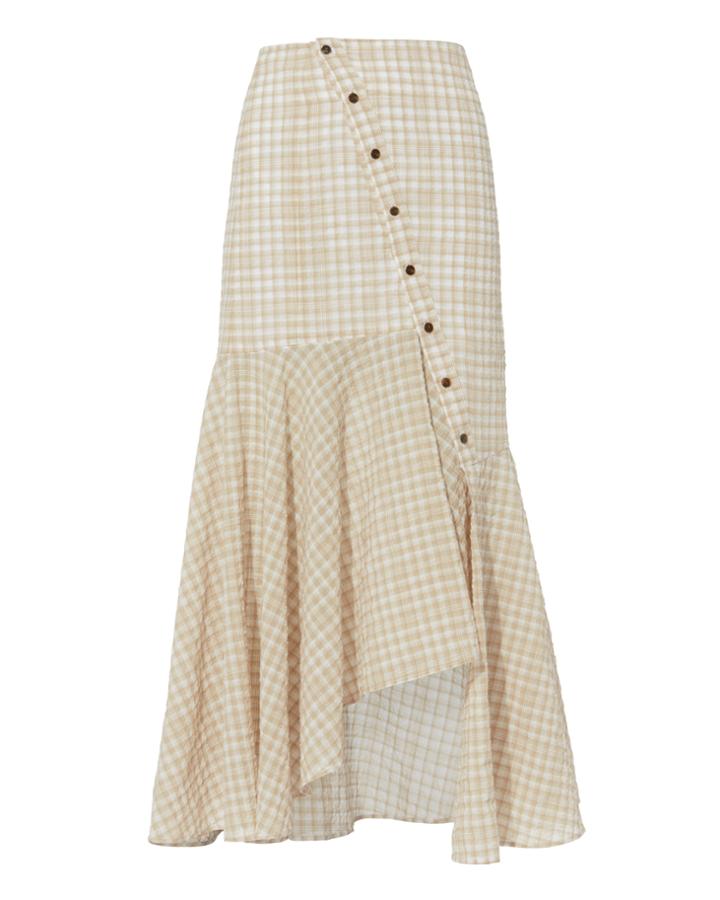 Adeam Gingham Asymmetrical Midi Skirt Beige 8
