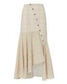 Adeam Gingham Asymmetrical Midi Skirt Beige 8