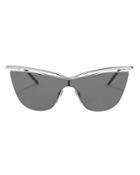 Saint Laurent Brow Bar Metal Cat Eye Sunglasses Silver 1size