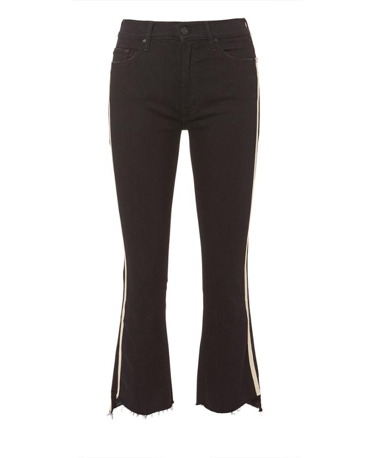 Mother Insider Racer Stripe Crop Jeans Black 25