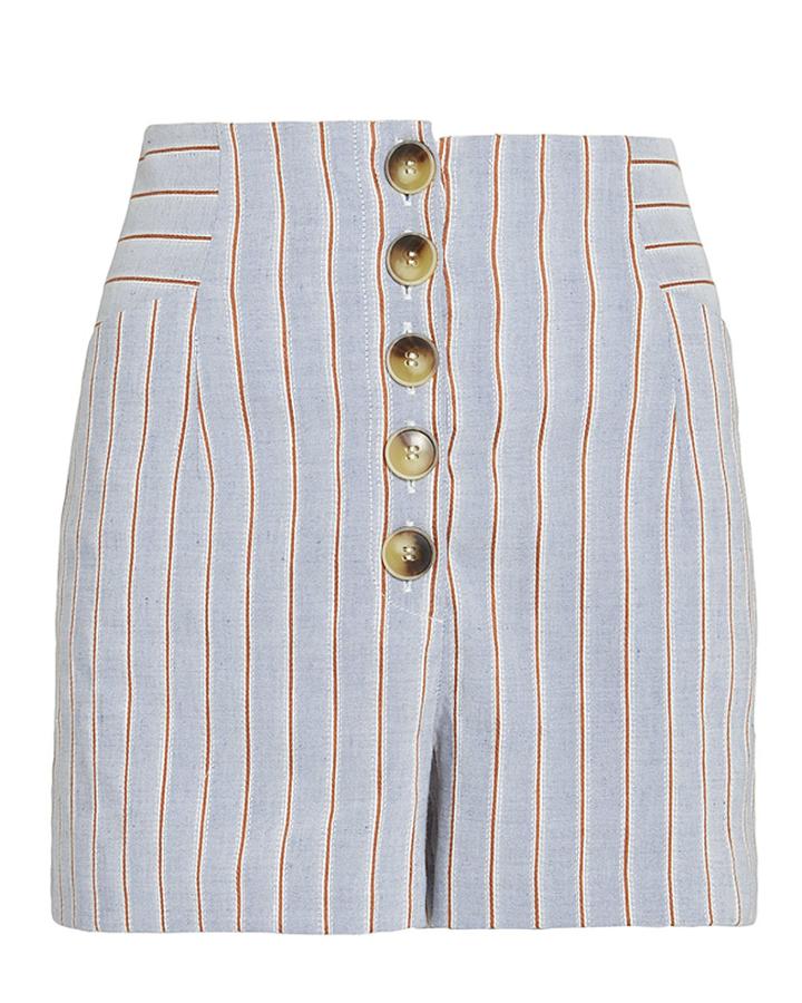 Exclusive For Intermix Intermix Delany Striped Linen High Waist Shorts Blue-lt 2