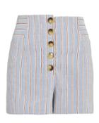 Exclusive For Intermix Intermix Delany Striped Linen High Waist Shorts Blue-lt 2