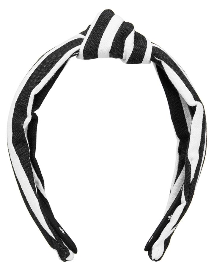 Lele Sadoughi Striped Knotted Headband White/black 1size