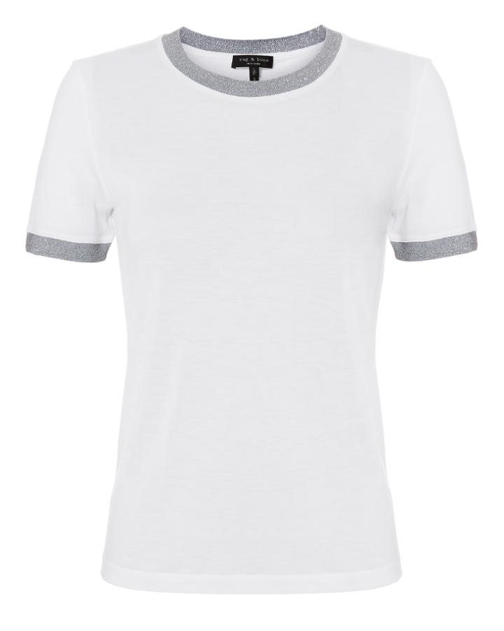 Rag And Bone Rag & Bone Brighton Metallic Trim Tee White S