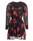 Exclusive For Intermix Intermix Kayla Floral Print Mini Dress Black/red Zero