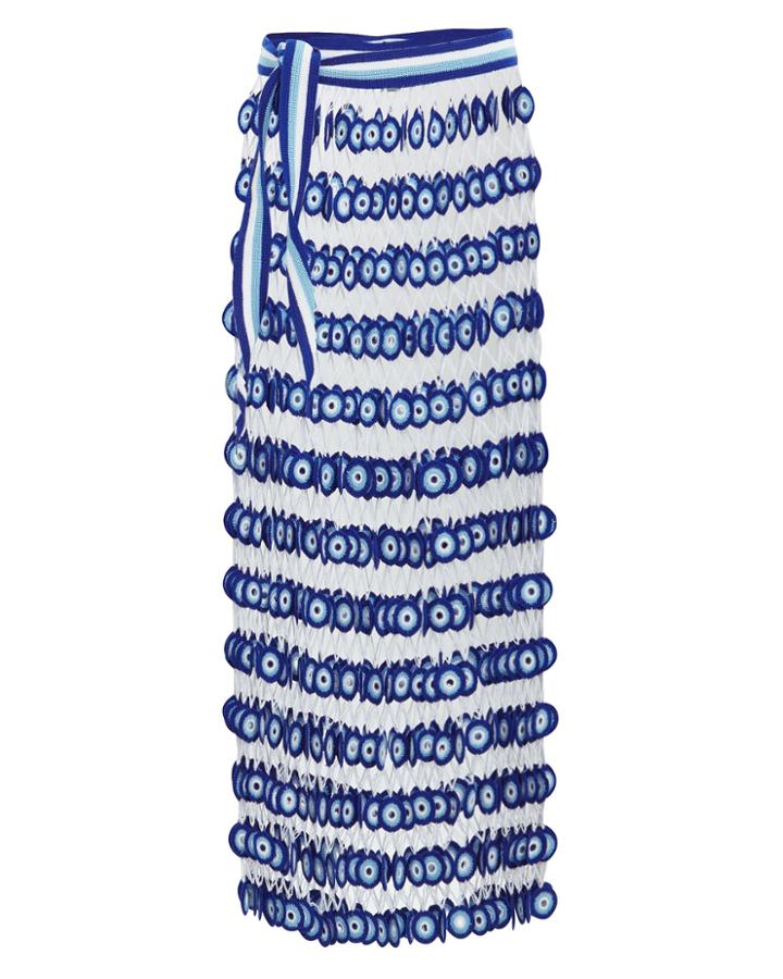 My Beachy Side Athena Crochet Maxi Skirt Blue/white 1size