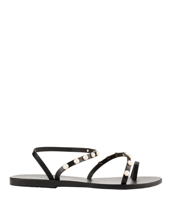Ancient Greek Sandals Apli Eleftheria Pearl Detail Sandals Black 38