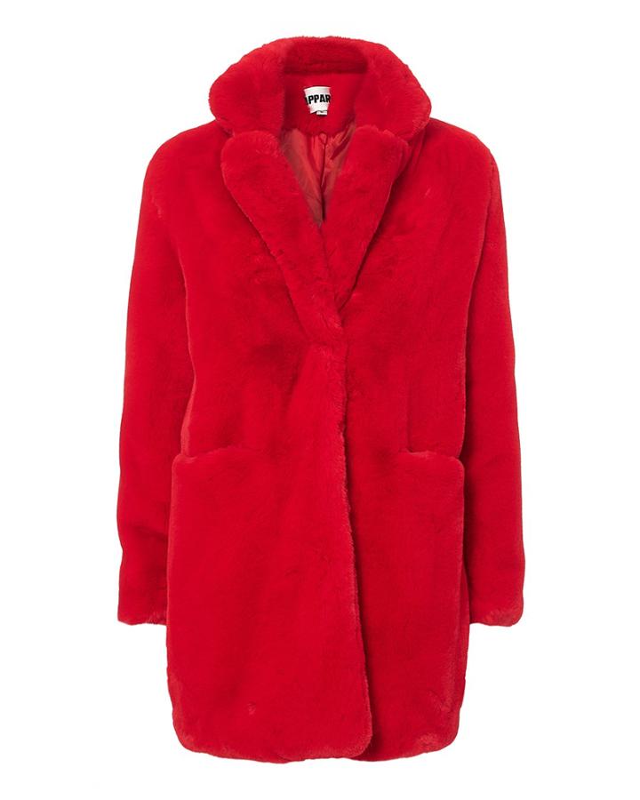 Apparis Sophie Red Faux Fur Coat Red S