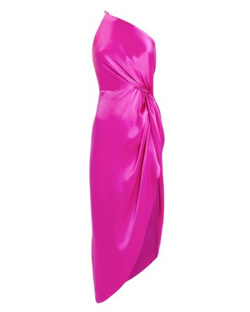Michelle Mason Twist Knot One Shoulder Dress Fuschia 8