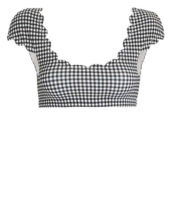 Marysia Mexico Scalloped Hem Bikini Top Black/white M