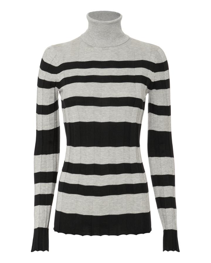 Derek Lam Striped Turtleneck Pullover Grey-lt M