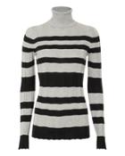 Derek Lam Striped Turtleneck Pullover Grey-lt M
