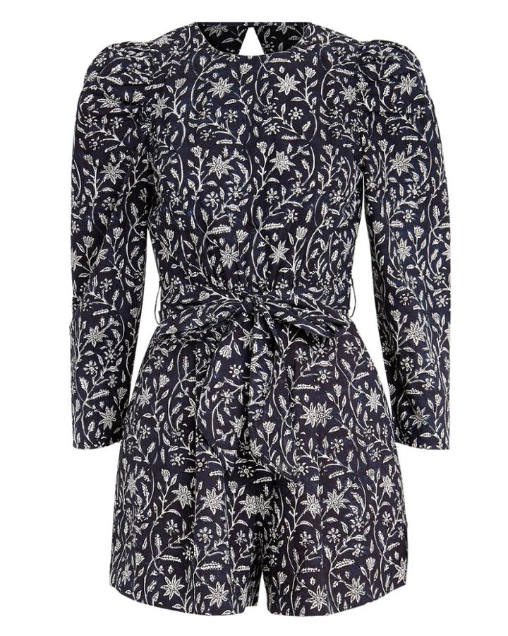Ulla Johnson Vika Open Back Romper Navy Floral Zero