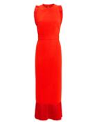 Brandon Maxwell Pleated Crepe Sheath Dress Red 2