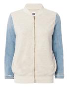 Nsf Denim-sleeved Bomber Jacket Grey-lt P