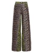 Ganni Animal Print High-rise Jeans Brown/green Animal Print 26