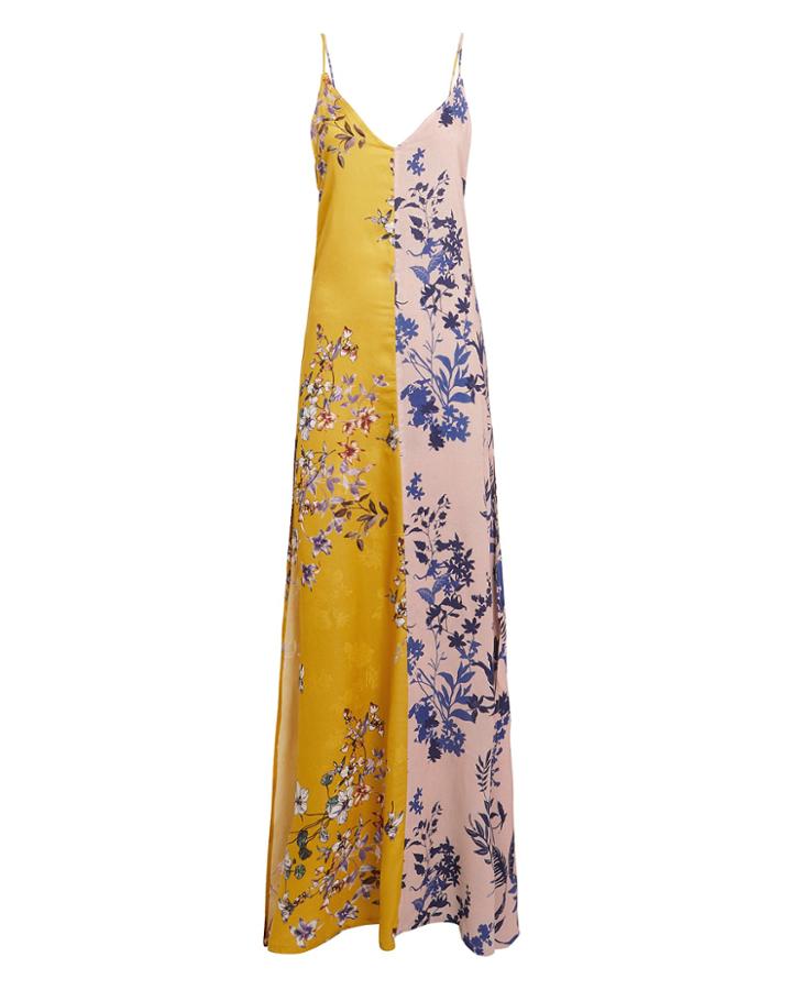 Tatjana Anika Asni Maxi Dress Mustard/floral/pale Pink M