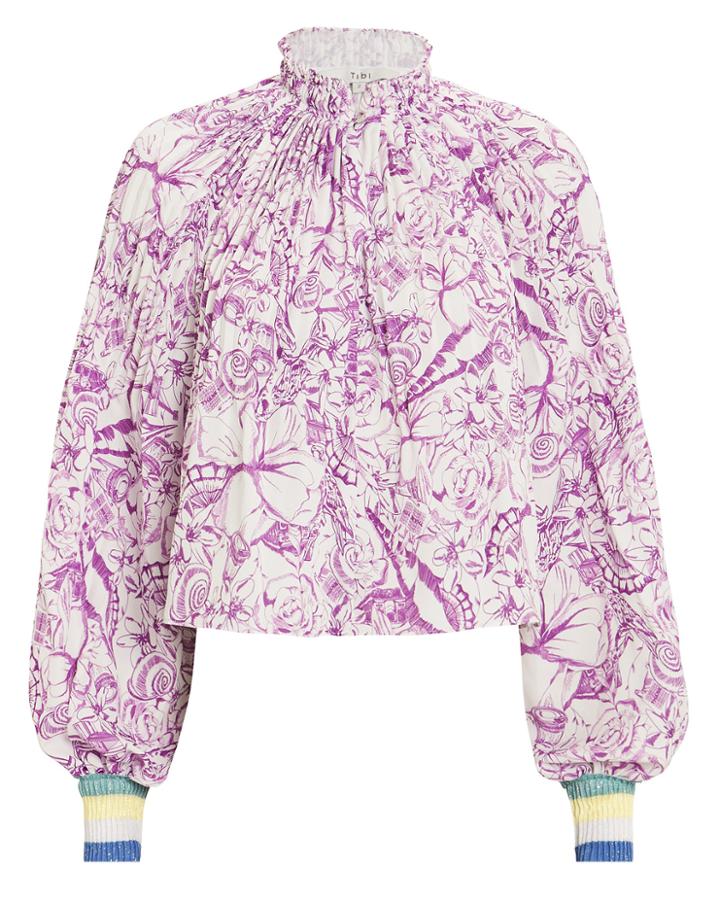 Tibi Isa Toile Cropped Top Violet/white 4