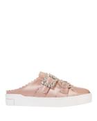 Suecomma Bonnie Crystal Buckle Pink Satin Slide Sneakers Pink 37