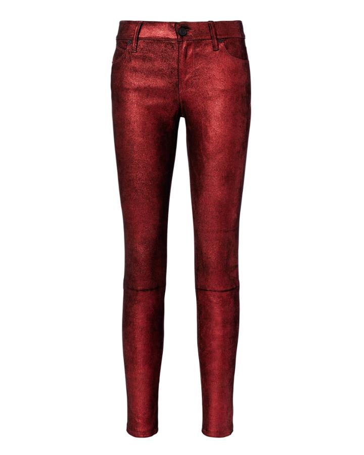 Rta Denim Rta Metallic Crimson Leather Pants Red 24