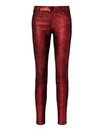 Rta Denim Rta Metallic Crimson Leather Pants Red 24