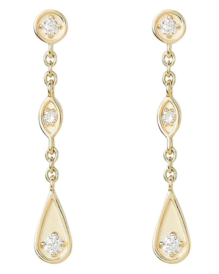 Sydney Evan Yellow-gold And Diamond Marquis Teardrop Earrings Gold 1size