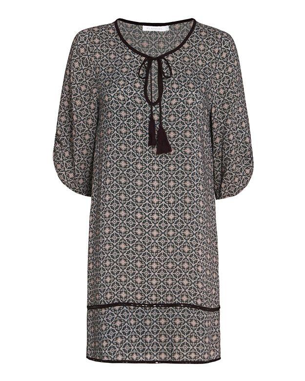 Flannel Beaded Print Shift Dress
