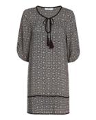 Flannel Beaded Print Shift Dress