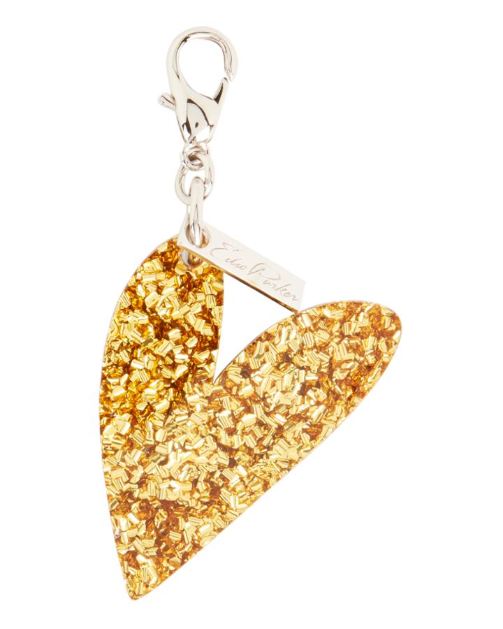 Edie Parker Gold Confetti Heart Charm