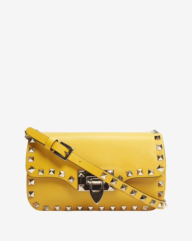 Valentino Rockstud Mini Flap Crossbody: Yellow