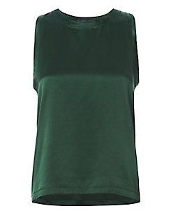 Nili Lotan Alice Pine Green Silk Tank