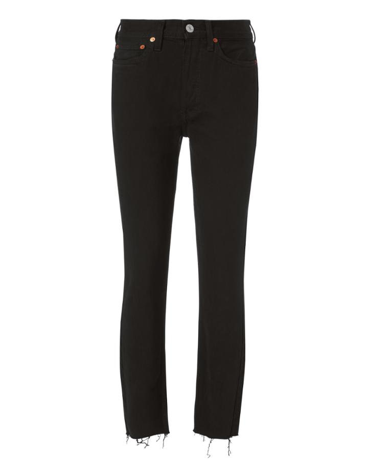 Re/done High-rise Ankle Crop Jeans Black 25