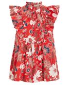 Ulla Johnson Hand-stitched Voile Floral Blouse Red/floral Zero